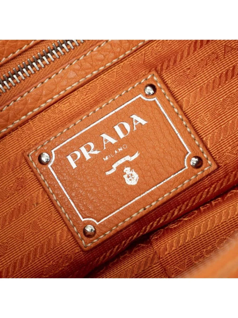 Prada Zip Hobo Orange Calfskin Leather
